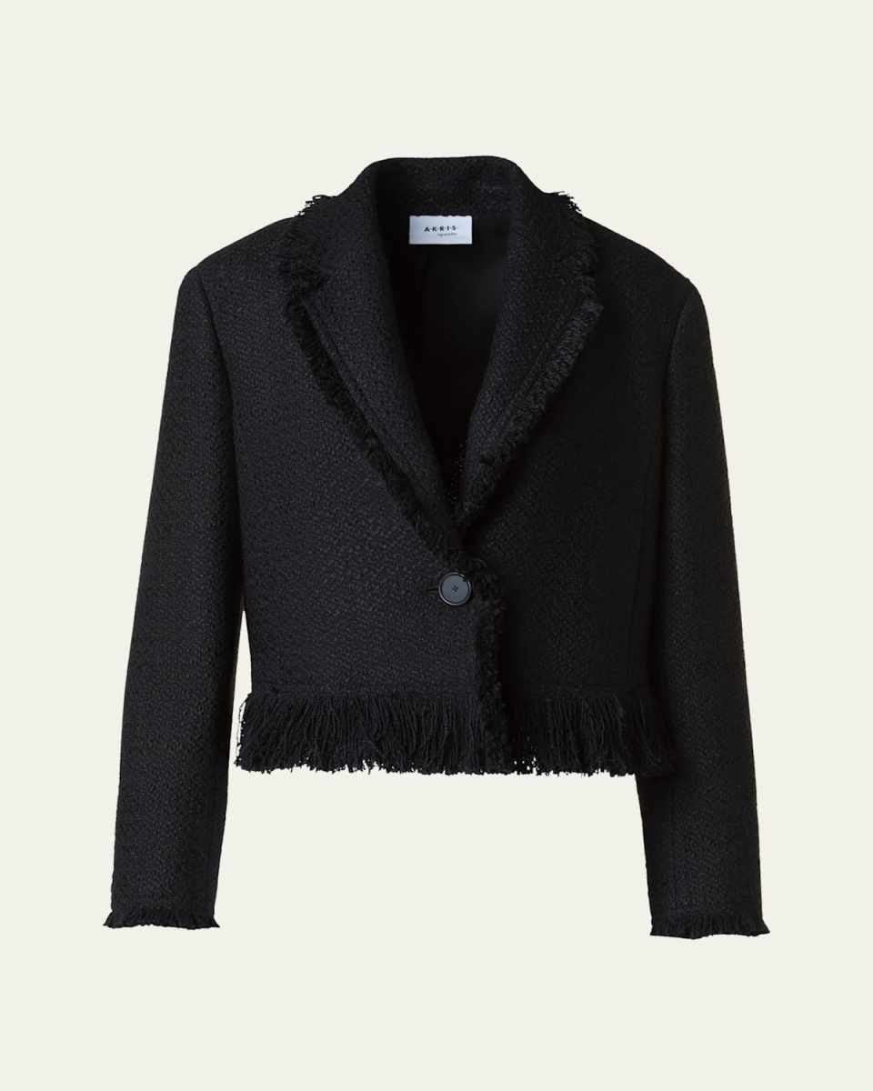 Fringed Boucle Tweed Crop Jacket